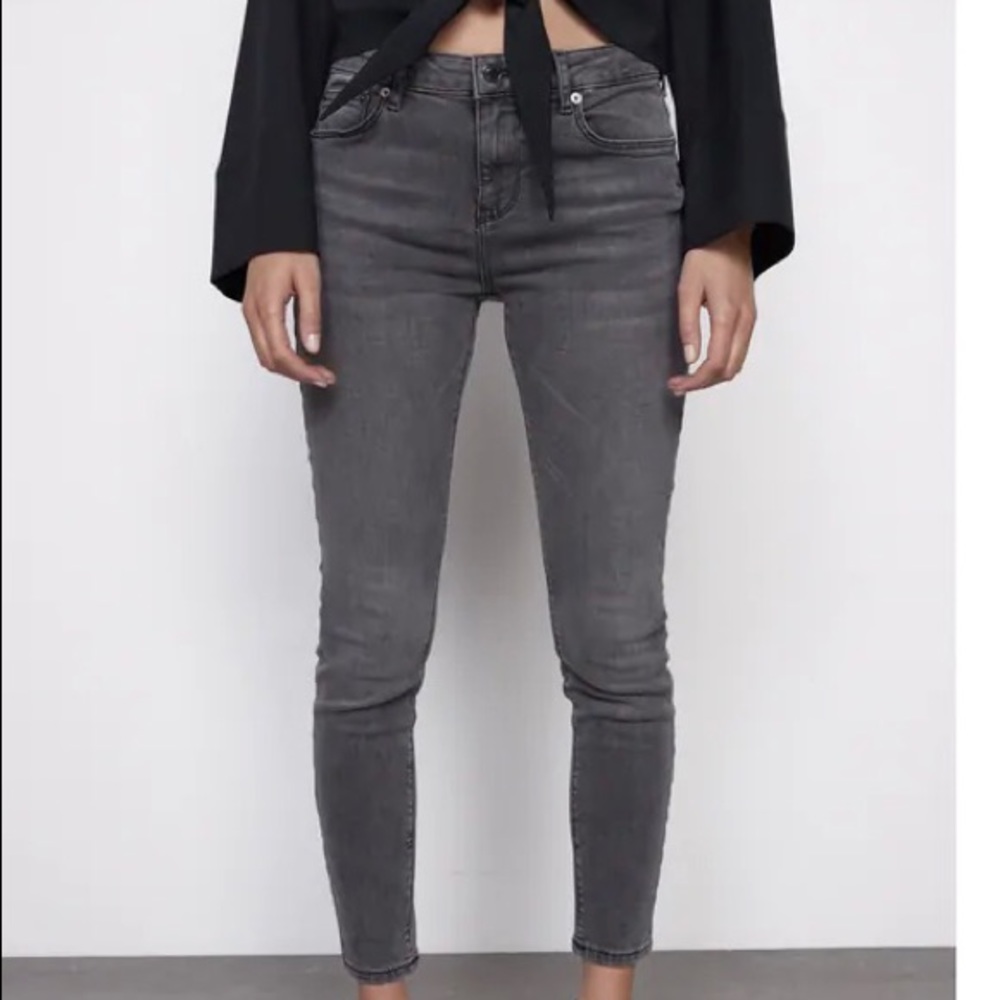 Zara Mid Rise Dark Gray Jeans